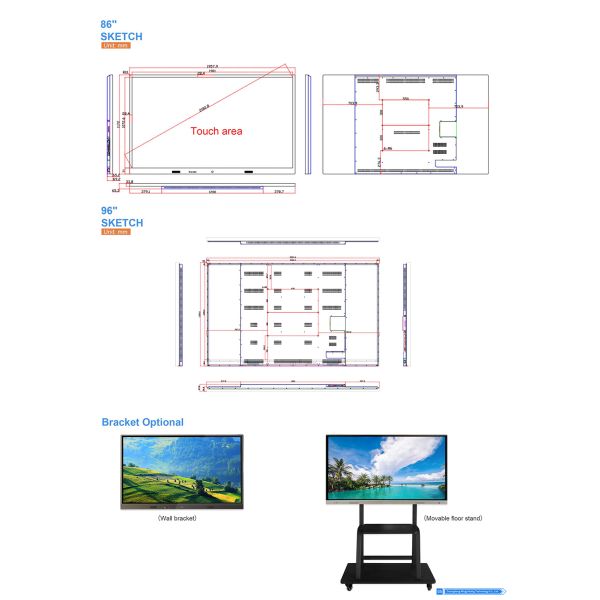 85 Inch 4K Smart Board with Camera Microphone Wireless Screen Share Interactive Whiteboard for Meeting Room Factory