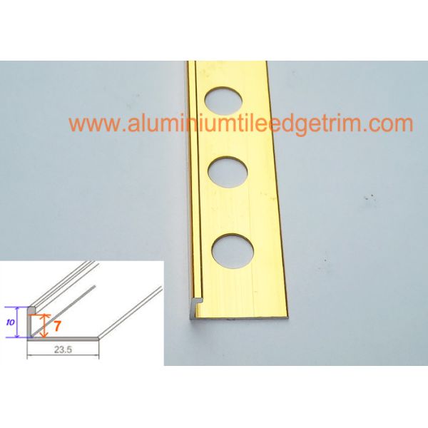Shiny Gold Aluminium Tile Edge Trim , Metal Edging For Ceramic Tile 7mm Inside Height