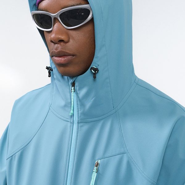 Men Hooded Soft Shell Hiking Jacket, Windproof Water Repellent Fleece Lined Outdoor Coat, OEM Custom Logo & Private Label