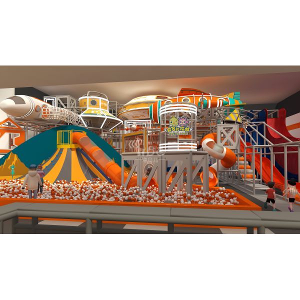 Customizable Indoor Play Structure for Kids with Slides and Ball Pits