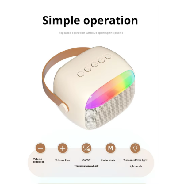 Wireless Karaoke Speaker With Microphone RGB Light Mini Portable BT Speaker For Home Party