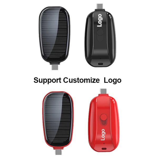 Keychain Solar Cordless Power Bank 1200mAh Portable Charger TWS Earphone Emergency Backup