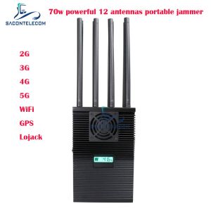 12 Bands Handheld Mobile Phone Signal Jammer with 70 Watts Power and Up To 60m