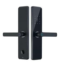 China Black Biometric Door Handle Lock , Digital Keyless Door Lock Fingerprint on sale