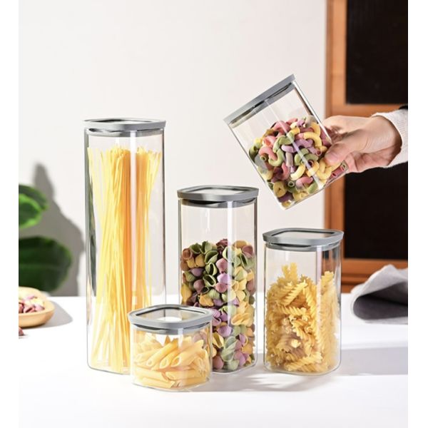Clear Airtight Borosilicate Glass Jars For Pasta Rice Sugar Coffee Beans Custom Packing