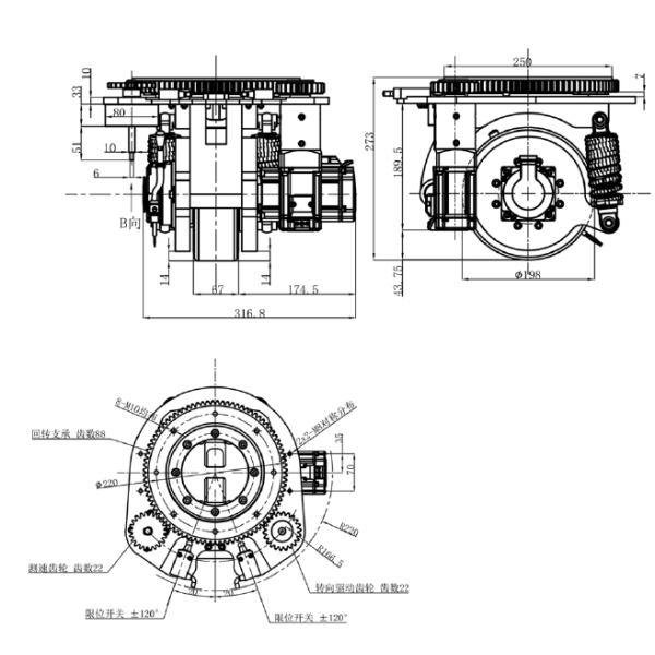 Horizontal Planetary Series Integrated AGV Drive Unit 1500W 400W