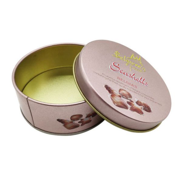 Printed Round Metal Empty Biscuit Cookie Tin Cans Cake Tin Box