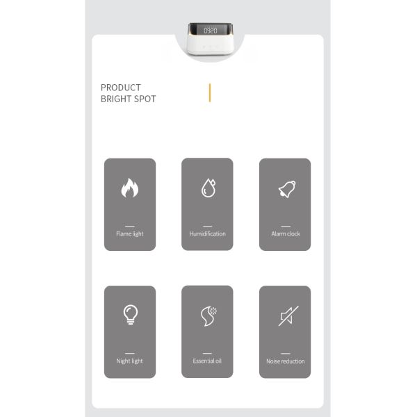 LED Clock Flame Humidifier Flame Multifunctional Humidifier for Home Office Spa Yoga Essential Oil Aroma Diffuser