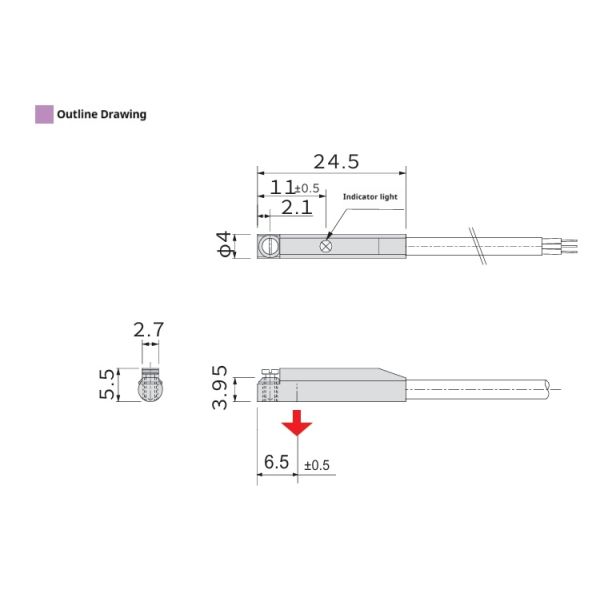 ZPSC008R Cylinder Proximity Sensor Magnetic Detection Transducer Downward SN Pole DC 5-24v 12mA Output