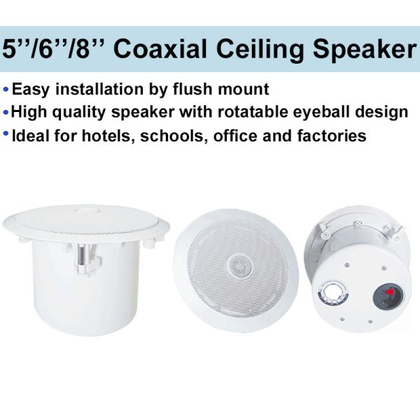 ODM Ceiling Speaker 100V/70V 5 Inch Coaxial Speaker With Rotatable Eyeball Tweeter