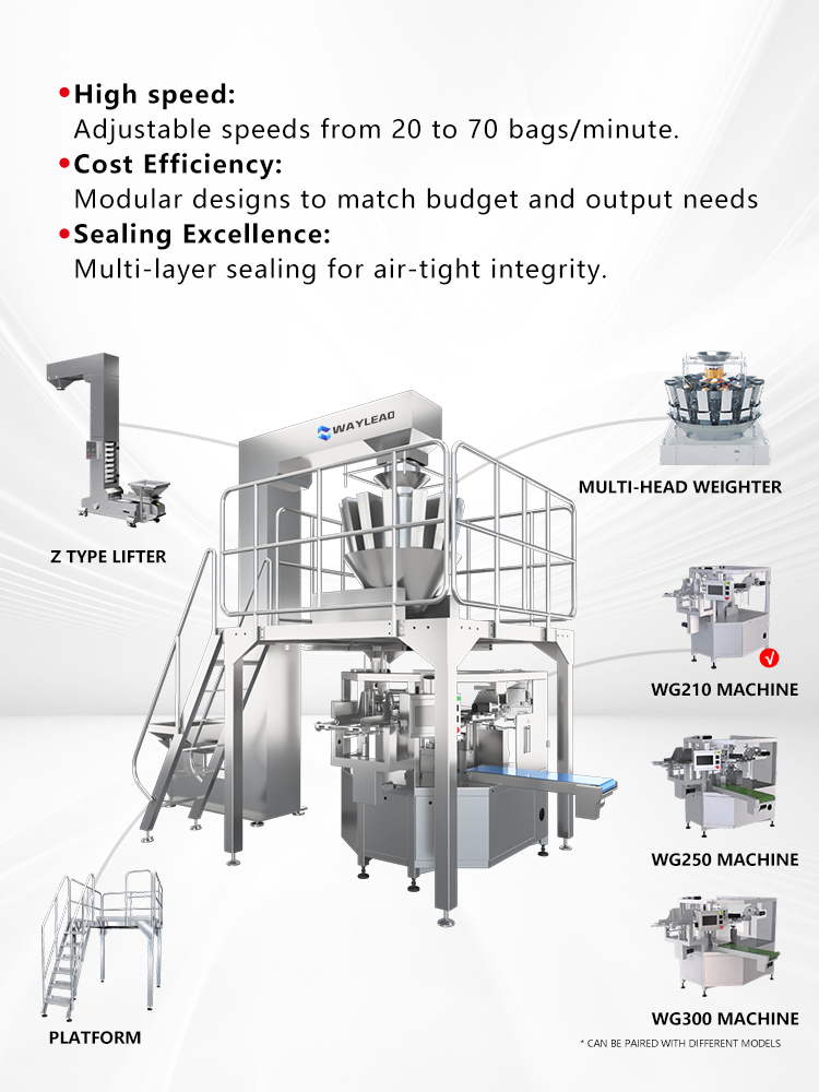 High Speed Servo-Driven Rotary Premade Pouch Packing Machine for Leak-Proof Doypack Packaging