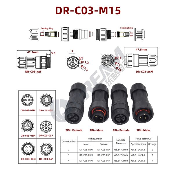Factory Waterproof Swivel Electrical Connector 2 3 4 Pin IP68 Waterproof Small Electrical Connectors