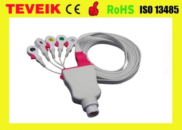 Quality Medical disposable ecg leadwires, disposable 5 leads ecg cable with clip IEC for patient monitor for sale