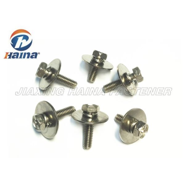 SUS304 SUS316 Hex Head Combination Machine Screws With Big Flat Washer