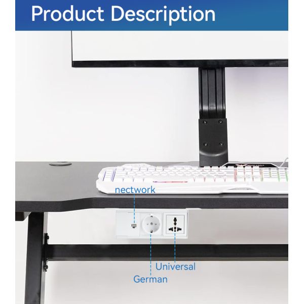 UKCA Certificated Under Desk Power Strip with Alloy Housing and RJ45 Network Port