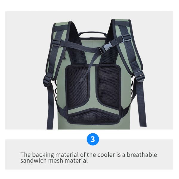 Green Hypalon Leakproof Cooler Backpack 25L For Camping Picnic