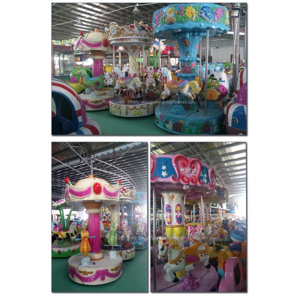 Attractive 3 Seats Mini Fairground Rides Small Carousel Merry Go Round For Shopping Mall