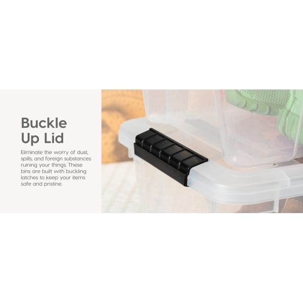 53 Quart Stackable Plastic Storage Bins With Lids And Latching Buckles, 6 Pack - Clear, Containers With Lids