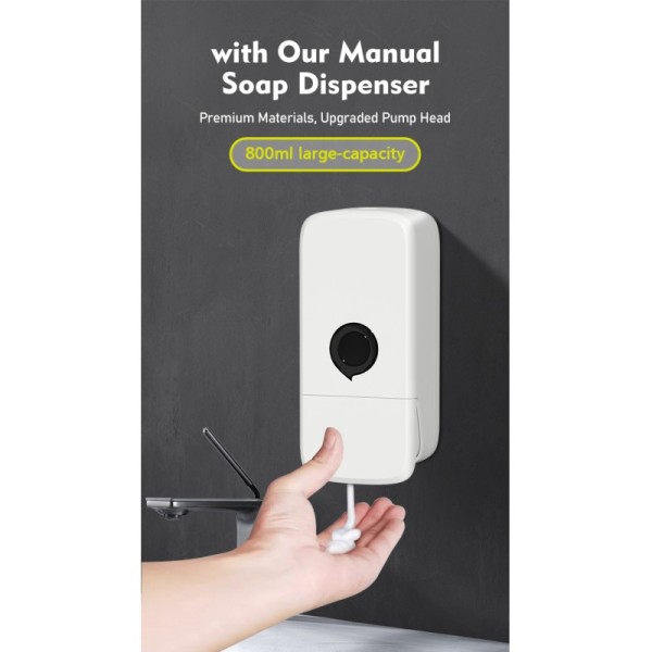 Modern Wall Mounted Pump Soap Dispenser 800ML Refillable For Home Hotel Bathroom Kitchen