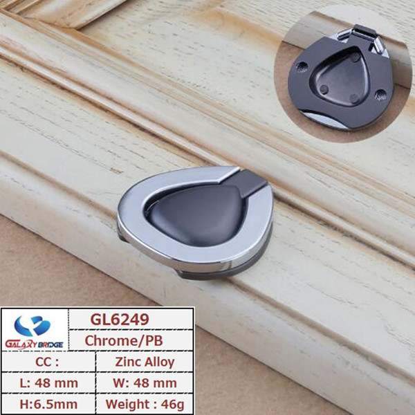 Brush Brass Hidden Drawer Pulls Kitchen Cabinet Knobs / Closet Square ring Pulls Furniture Fittings