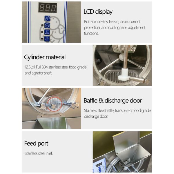 Commercial Ice Cream Making Machine 38-40L/H Capacity R22/R410A/R404A Refrigerant English Operating Language
