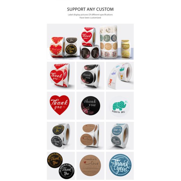 Customized Round Thank You Roll Stickers Waterproof