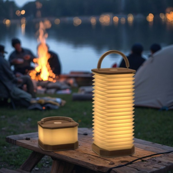 6V Camping Accordion Light Fixture Portable Foldable LED Touch Warm Light