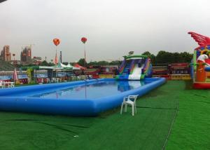 China Blue Large Inflatable Kids Swimming Pool With Slide For Inground Pools on sale