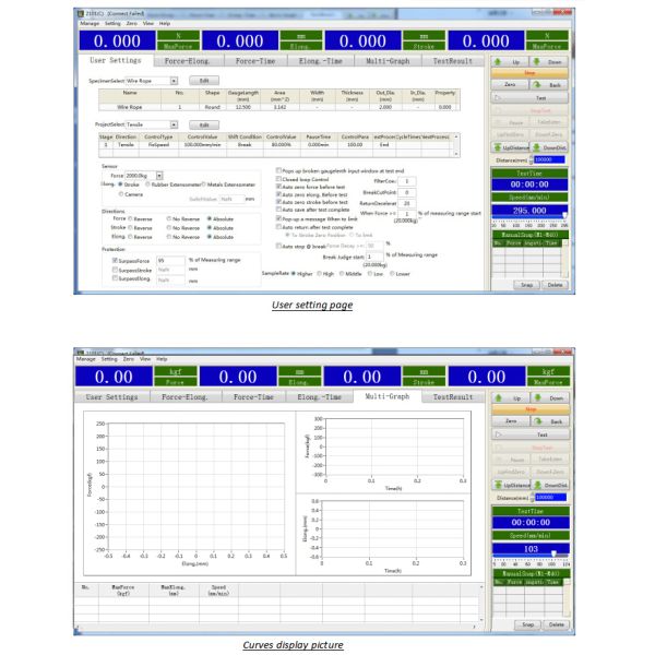 universal test machine data display