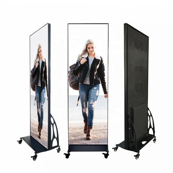 Quality Moveable Outdoor LED Poster Screen Floor Stand Display With Wifi / 4G Control for sale