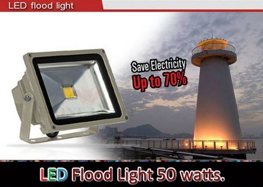 Outdoor LED Flood Light, 50W Daylight White 6500K Waterproof Security Lights