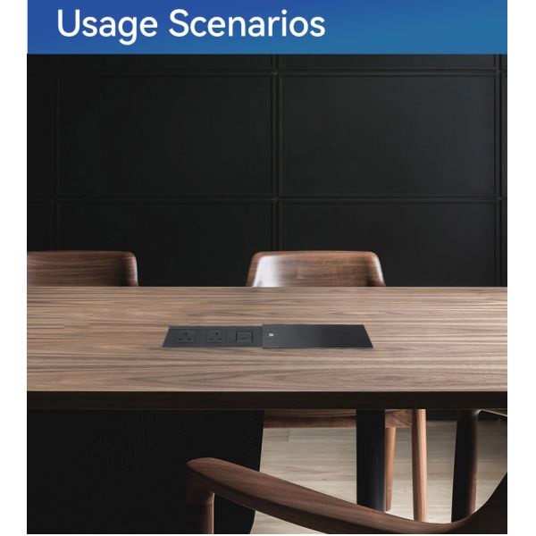 Boss Tabletop Sliding Socket UK Desk Mounted Power Outlet For Workstation