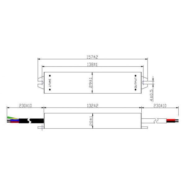 12V or 24V 20W Fully Encapsulated IP67 Mini LED Power Supply with Slim Profile