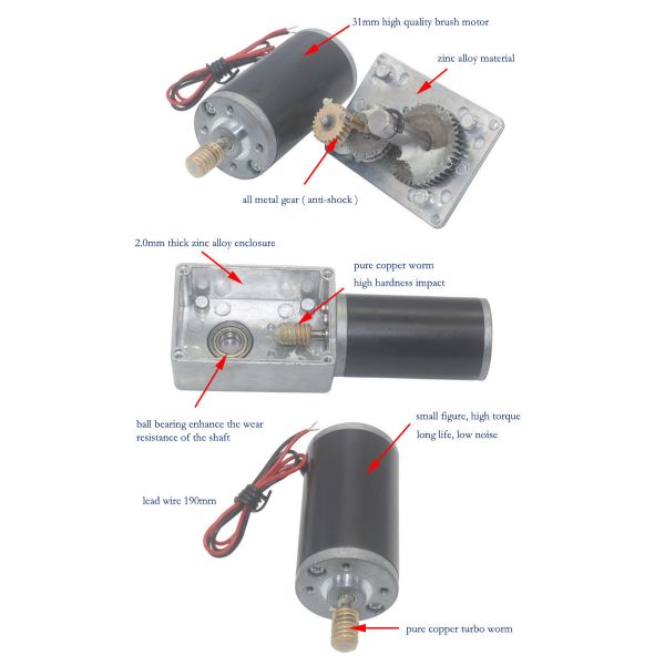 12V Billboard DC Reducer Motor Brush Commutated With Fixing Bracket
