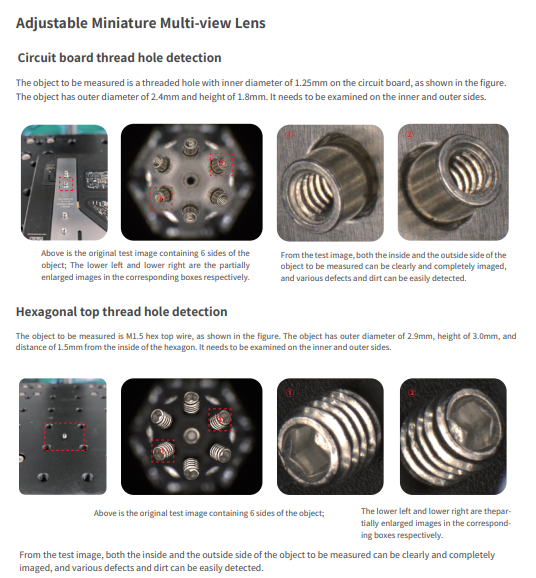 Adjustable Inner Wall Inspection Lens Miniature Multi View Lens C Mount