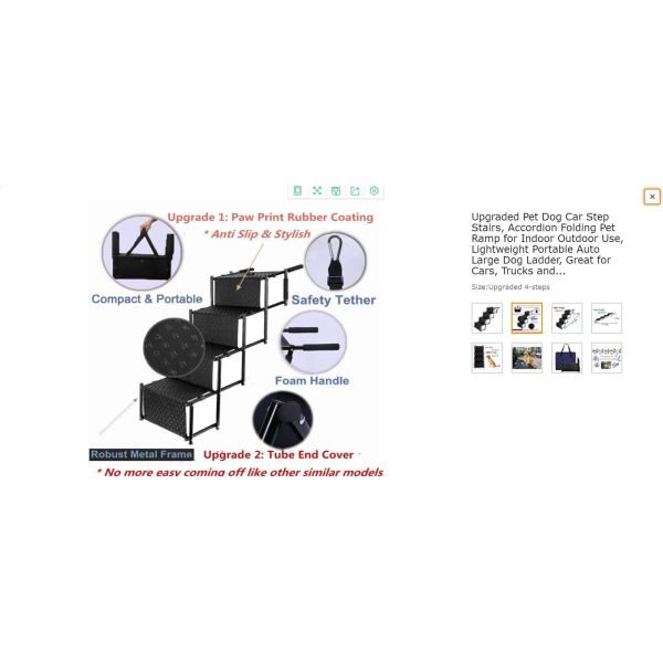 62*47*40cm Foldable Long Dog Ladder Pet Dog 3 Step Stairs For Small Dog Cat