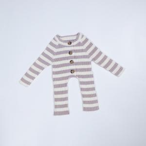 Buy cheap 100% Cotton Unisex Baby Girl Boy Knit Striped Jumpsuit Long Sleeve One Piece Button Down Sweater Rompers Playsuit product