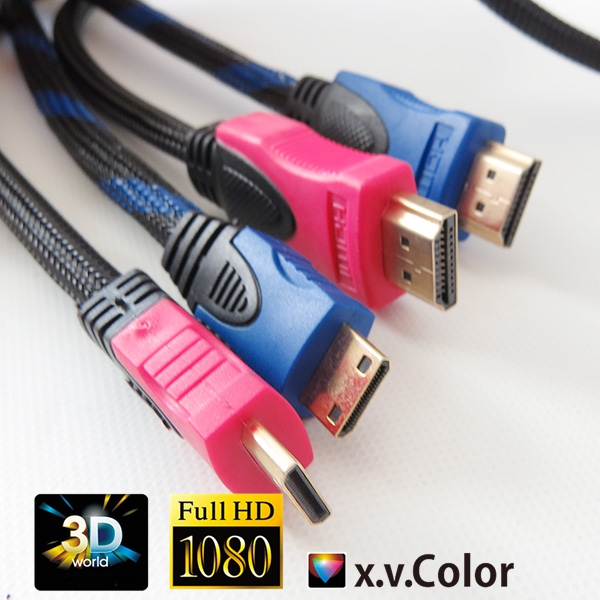 1.4V Round hdmi to mini cable with Nylon braid and Ethernet 3D TV cable