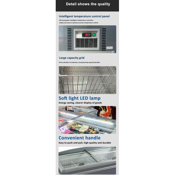 Supermarket Commercial Horizontal Frozen Food Storage Display Island Freezer Fridge