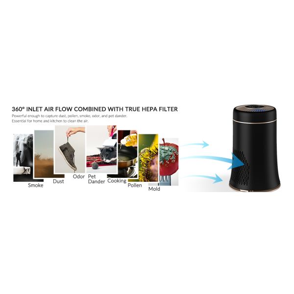 Energy Saving True Hepa Air Cleaner Low Noise Room Air Purifier For Allergies
