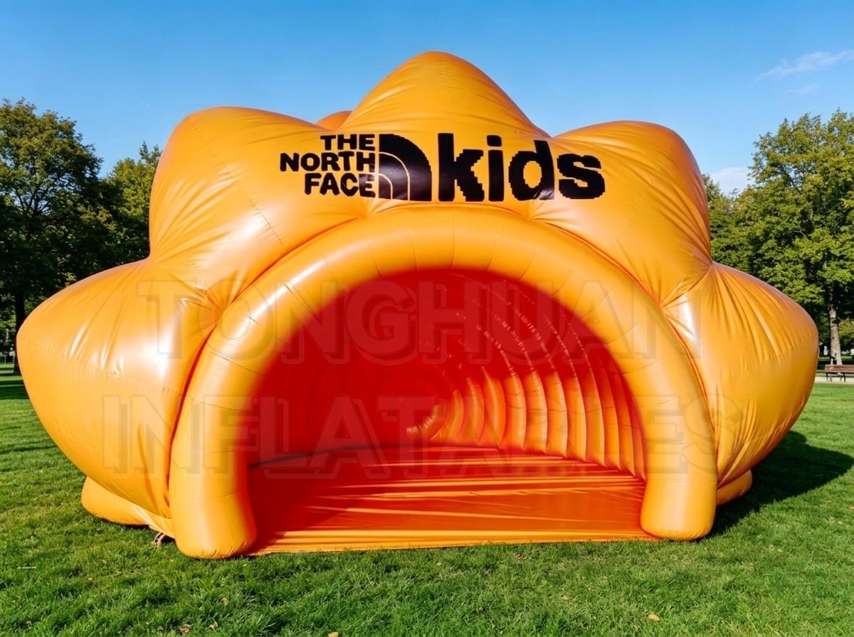 Custom Flower Shaped Inflatable Activity Tent with Open Front Display Space for Outdoor Promotions School Events Brand Activations and Commercial