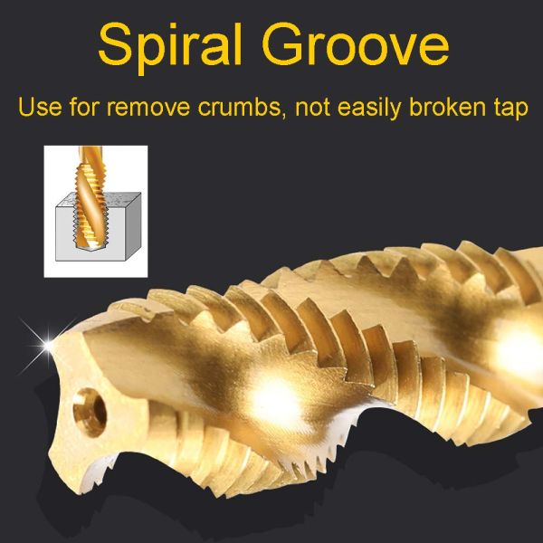 M12 Titanium Coated Spiral Flute HSS Machine Taps DIN371