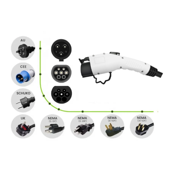 White Portable EV Charger 110V-240V Lightweight For Electric Vehicle Charging