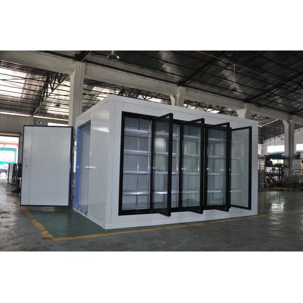 8500L Walk In Cooler Blast Freezer Supermarket Refrigeration With Glass Door