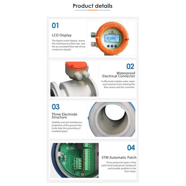 LCD display clamped/sanitary electromagnetic flow meter data logger