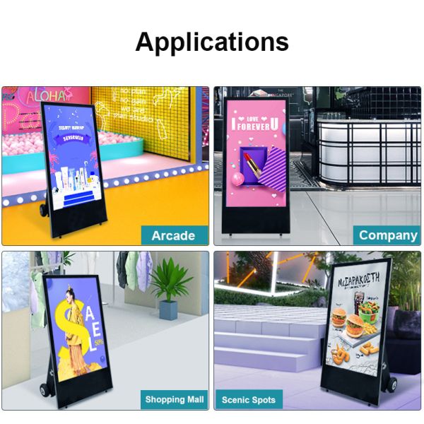 43" Outdoor Waterproof Digital Signage High Brightness Moveable Electronic Poster Sidewalk A-Board Display Factory