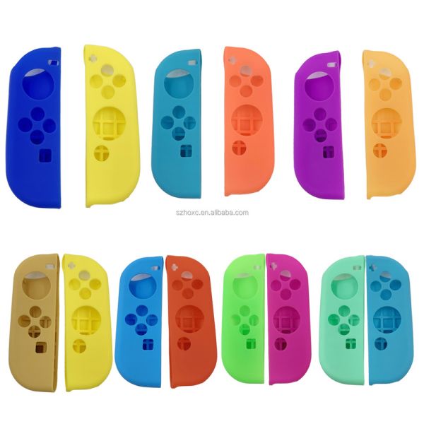 Protective Shock Proof HOXC Silicone Mixed Colors Compatible Protective Case for OLED Switch and Joy-Con Controller with 13 Thumbstick Covers