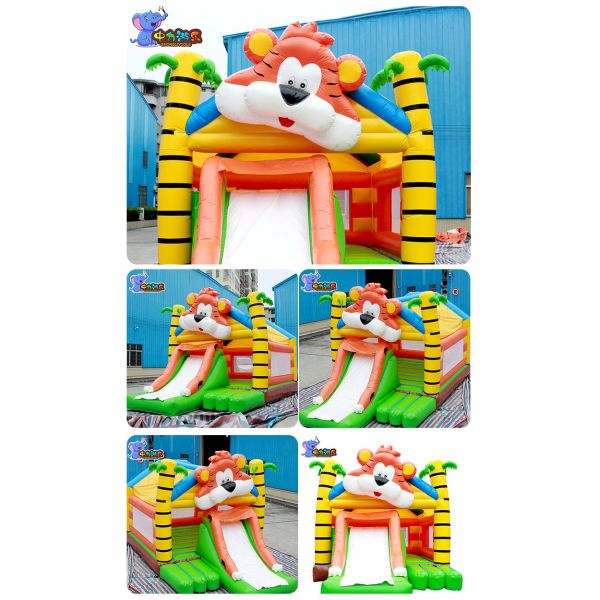 Outdoors Tiger Inflatable Bouncy Castle Slide Trampoline Odorless
