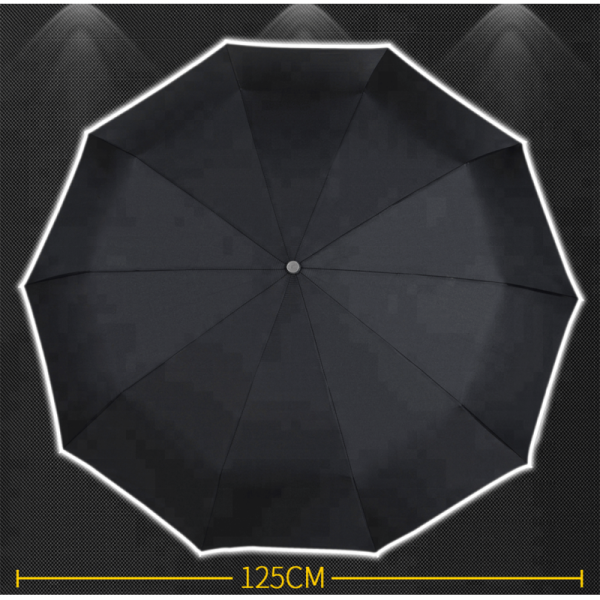 Black Safety Reflection Automatic Rain Umbrella Windproof Logo Printing