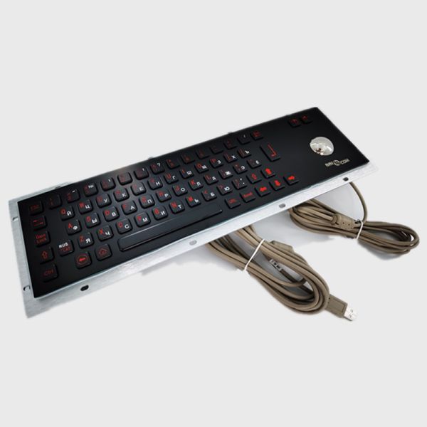 Vandal Resistant IK07 Black Metal Keyboards With Trackball USB Interface